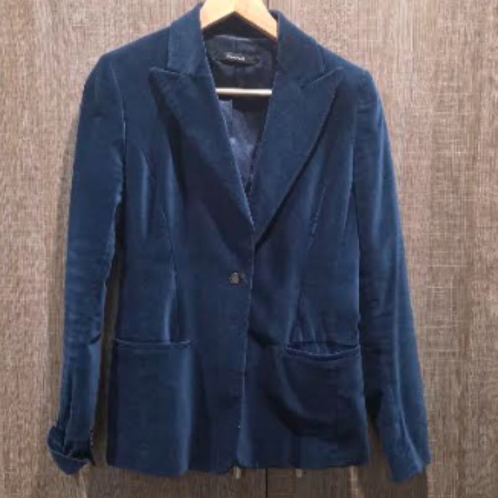 Women velour teal jacket TAHARI